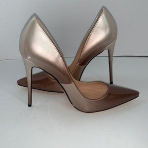 NEW Ladies Nude and Cream Gradient Patent Leather Stiletto Heel Shoes Sz 14